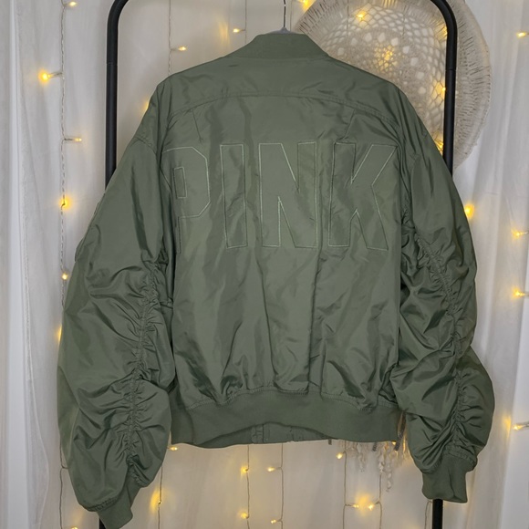 VS Pink army green bomber jacket size L - Picture 2 of 2